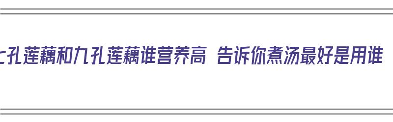 七孔莲藕和九孔莲藕谁营养高 告诉你煮汤最好是用谁（七孔莲藕和九孔莲藕哪个好吃）