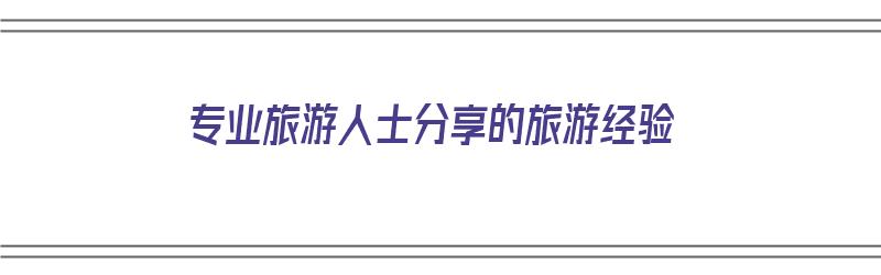 专业旅游人士分享的旅游经验（专业旅游人士分享的旅游经验有哪些）