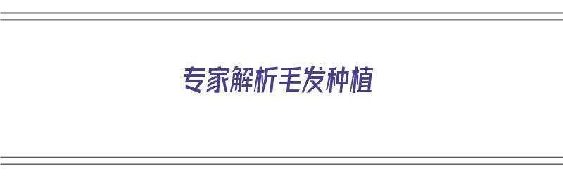 专家解析毛发种植（专家解析毛发种植技术）