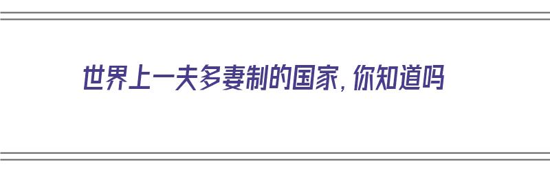 世界上一夫多妻制的国家，你知道吗（世界上一夫多妻制的国家有哪些）