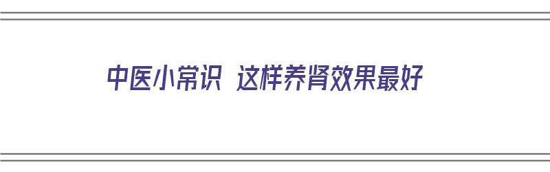 中医小常识 这样养肾效果最好（中医小常识 这样养肾效果最好的是什么）