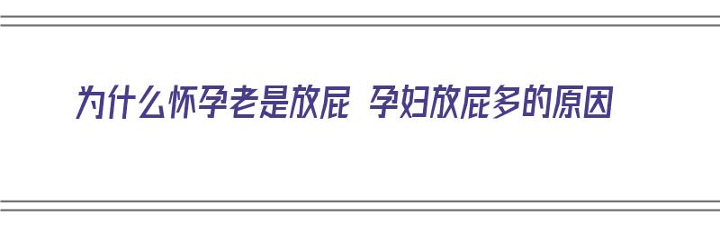 为什么怀孕老是放屁 孕妇放屁多的原因（为什么怀孕老是放屁 孕妇放屁多的原因呢）