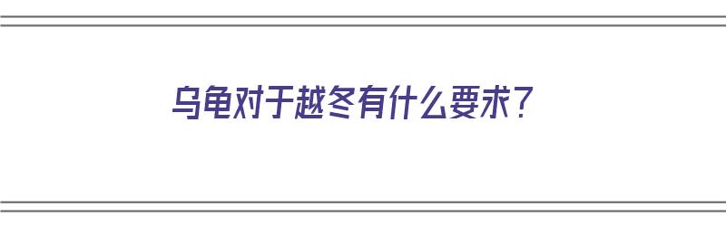 乌龟对于越冬有什么要求？（乌龟对于越冬有什么要求吗）