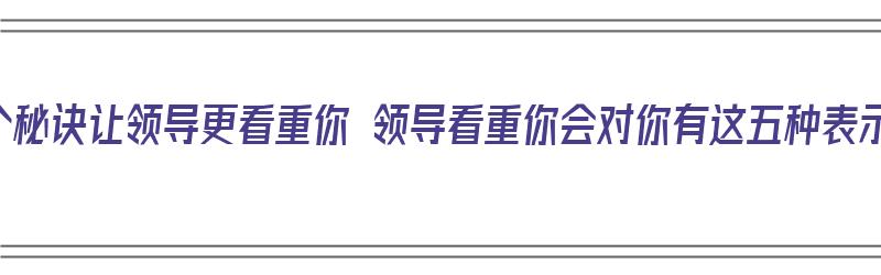 五个秘诀让领导更看重你 领导看重你会对你有这五种表示（如何让领导看重你）