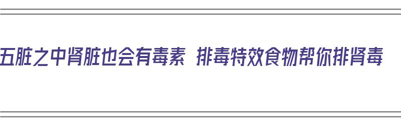 五脏之中肾脏也会有毒素 排毒特效食物帮你排肾毒（肾排毒吗）