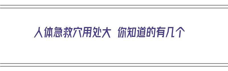 人体急救穴用处大 你知道的有几个（人体急救法）