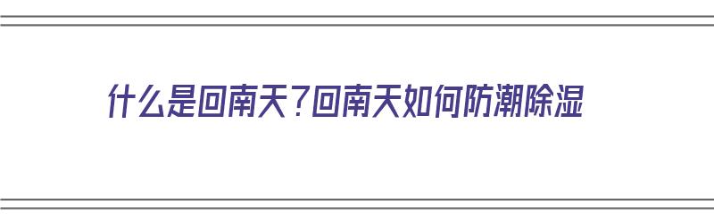 什么是回南天？回南天如何防潮除湿（什么是回南天现象怎么预防）