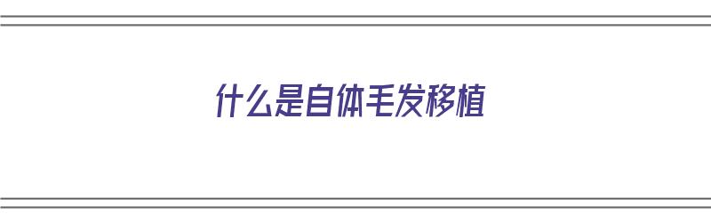 什么是自体毛发移植（什么是自体毛发移植手术）