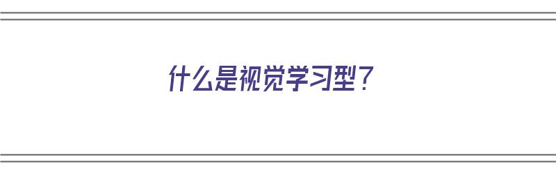 什么是视觉学习型？（视觉是学什么的）