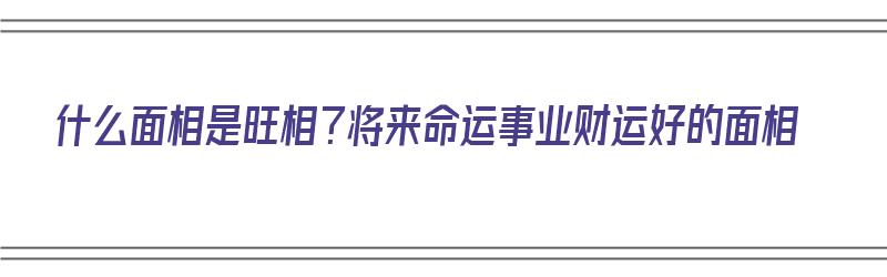 什么面相是旺相？将来命运事业财运好的面相（什么面相是旺相?将来命运事业财运好的面相图片）