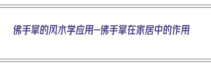 佛手掌的风水学应用-佛手掌在家居中的作用（佛手掌的寓意是什么）