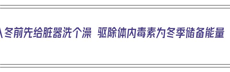 入冬前先给脏器洗个澡 驱除体内毒素为冬季储备能量（入冬前是什么时候）