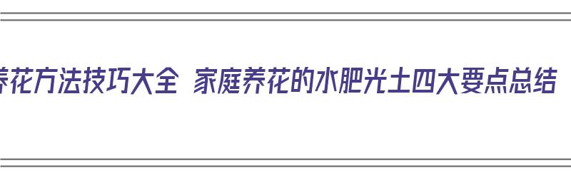 养花方法技巧大全 家庭养花的水肥光土四大要点总结（养花水肥是什么意思）