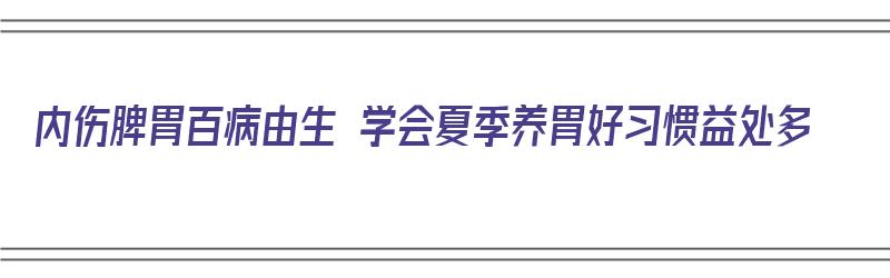 内伤脾胃百病由生 学会夏季养胃好习惯益处多（内伤脾胃 百病内生）