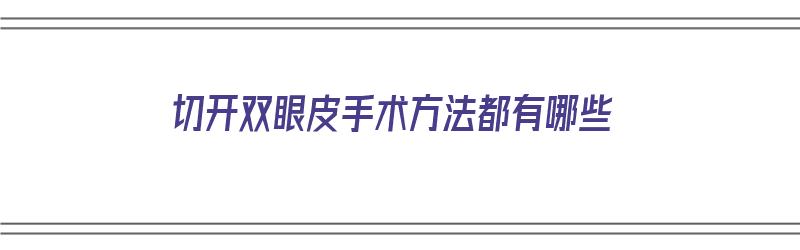 切开双眼皮手术方法都有哪些（切开双眼皮手术方法都有哪些图片）