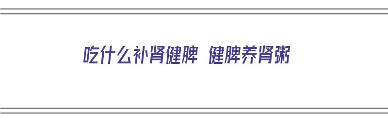 吃什么补肾健脾 健脾养肾粥（吃什么补肾健脾 健脾养肾粥好）