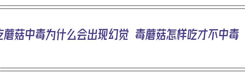 吃蘑菇中毒为什么会出现幻觉 毒蘑菇怎样吃才不中毒（吃蘑菇中毒出现幻觉的人实拍）