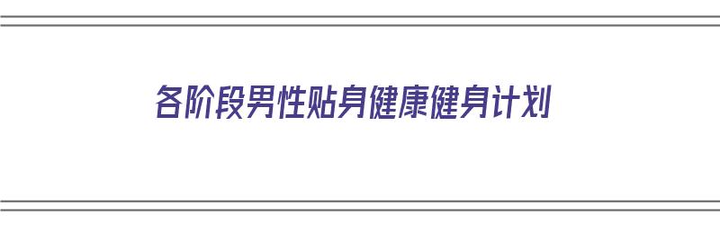 各阶段男性贴身健康健身计划（各阶段男性贴身健康健身计划怎么写）