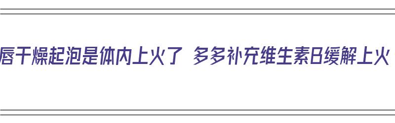 嘴唇干燥起泡是体内上火了 多多补充维生素B缓解上火（嘴唇起泡上火吃什么维生素）