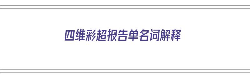 四维彩超报告单名词解释（四维彩超医学名称）