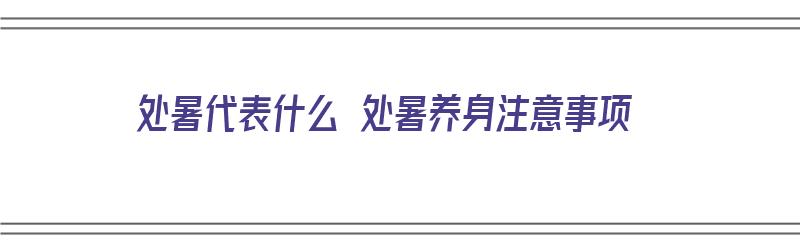 处暑代表什么 处暑养身注意事项（处暑是什么意思处暑）