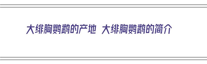 大绯胸鹦鹉的产地 大绯胸鹦鹉的简介（大绯胸鹦鹉优缺点优点）