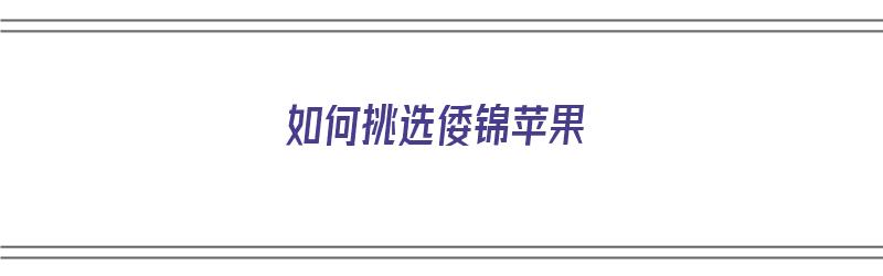 如何挑选倭锦苹果（如何挑选倭锦苹果树苗）