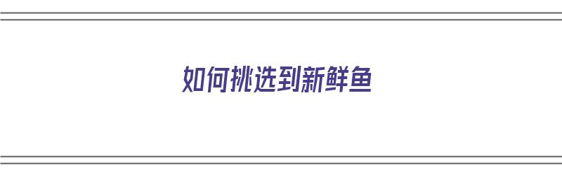 如何挑选到新鲜鱼（如何挑选到新鲜鱼肉）