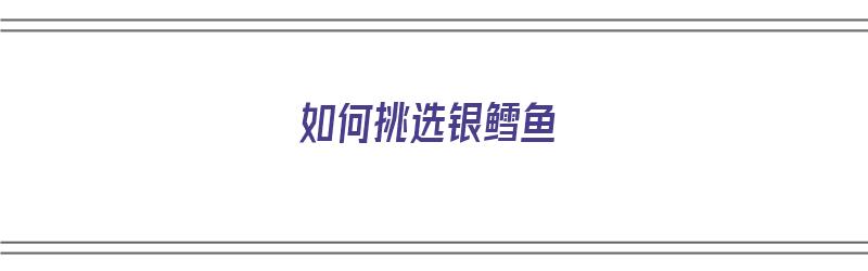 如何挑选银鳕鱼（如何挑选银鳕鱼的好坏）