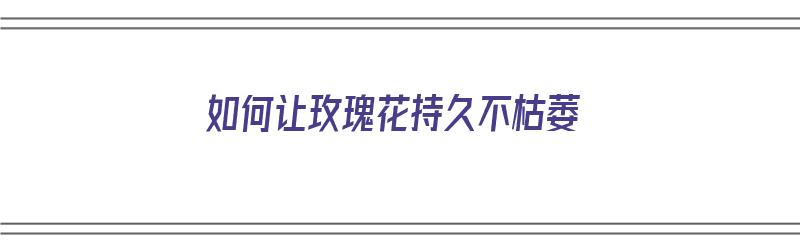 如何让玫瑰花持久不枯萎（如何让玫瑰花持久不枯萎呢）