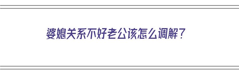 婆媳关系不好老公该怎么调解？（婆媳关系不好老公该怎么调解呢）