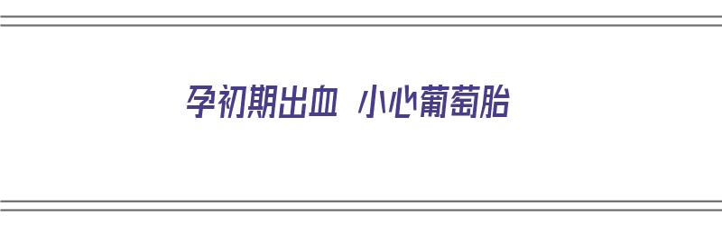 孕初期出血 小心葡萄胎（孕初期出血 小心葡萄胎会流产吗）