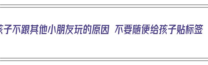 孩子不跟其他小朋友玩的原因 不要随便给孩子贴标签