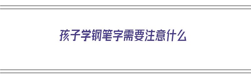 孩子学钢笔字需要注意什么（孩子学钢笔字需要注意什么问题）