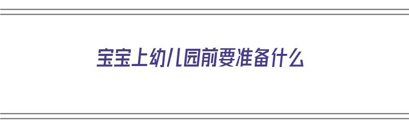 宝宝上幼儿园前要准备什么（宝宝上幼儿园前要准备什么物品）