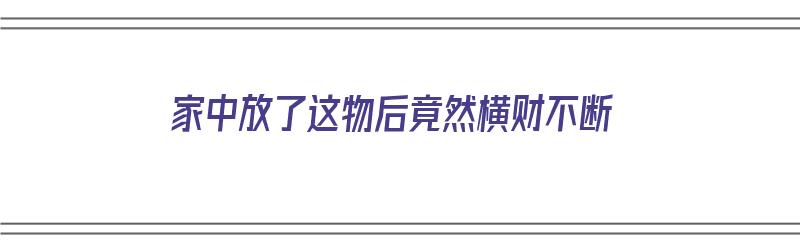 家中放了这物后竟然横财不断（家里放点什么就有横财）