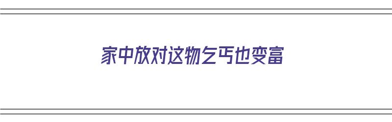 家中放对这物乞丐也变富（家中有一物,财神常照顾,乞丐也变富!）