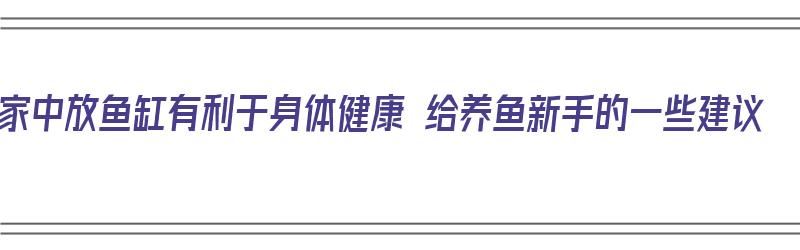 家中放鱼缸有利于身体健康 给养鱼新手的一些建议（家里放鱼缸养鱼有什么讲究）