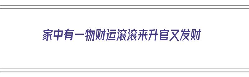 家中有一物财运滚滚来升官又发财（家中有一物,越多越破财,赶紧扔掉!）