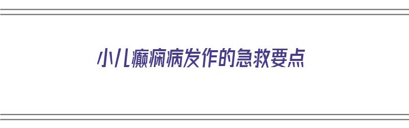 小儿癫痫病发作的急救要点（小儿痫病发作的急救措施）