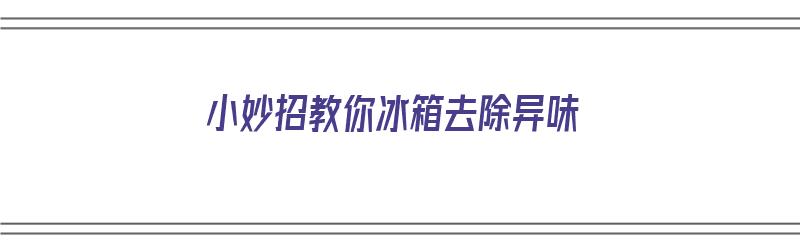 小妙招教你冰箱去除异味（小妙招教你冰箱去除异味视频）