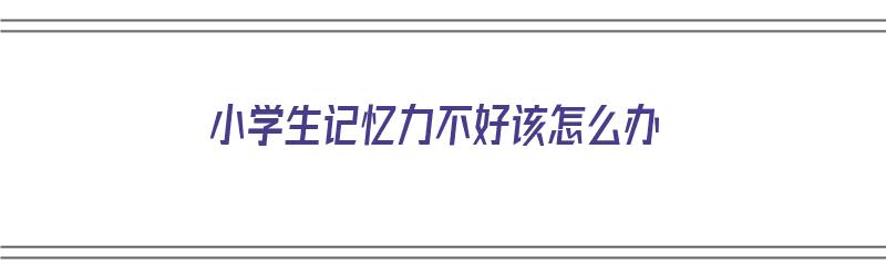 小学生记忆力不好该怎么办（小学生记忆力不好该怎么办呢）