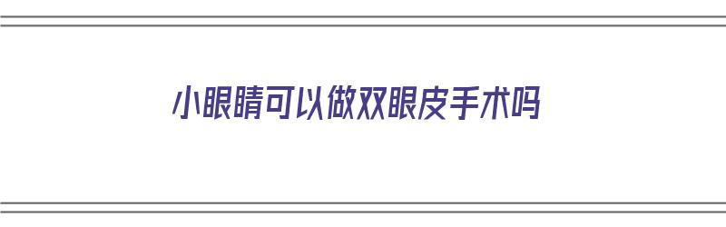 小眼睛可以做双眼皮手术吗（小眼睛可以做双眼皮手术吗图片）