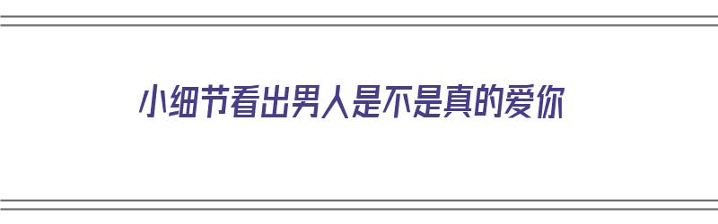 小细节看出男人是不是真的爱你（小细节看出男人是不是真的爱你了）