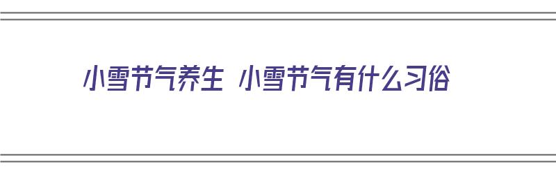 小雪节气养生 小雪节气有什么习俗（小雪节气养生常识百度经验）