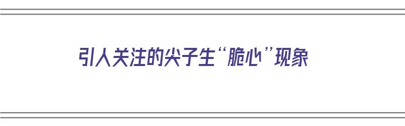 引人关注的尖子生“脆心”现象（尖子生心理脆弱）