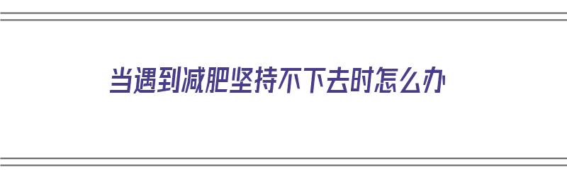 当遇到减肥坚持不下去时怎么办（当遇到减肥坚持不下去时怎么办呢）