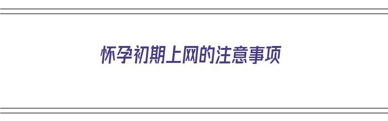 怀孕初期上网的注意事项（怀孕初期可以上网吗）