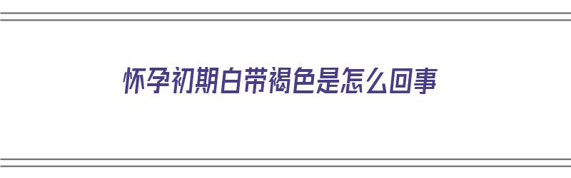 怀孕初期白带褐色是怎么回事