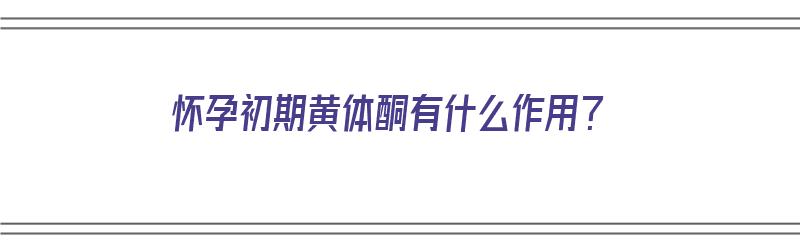 怀孕初期黄体酮有什么作用？（怀孕初期黄体酮有什么作用）